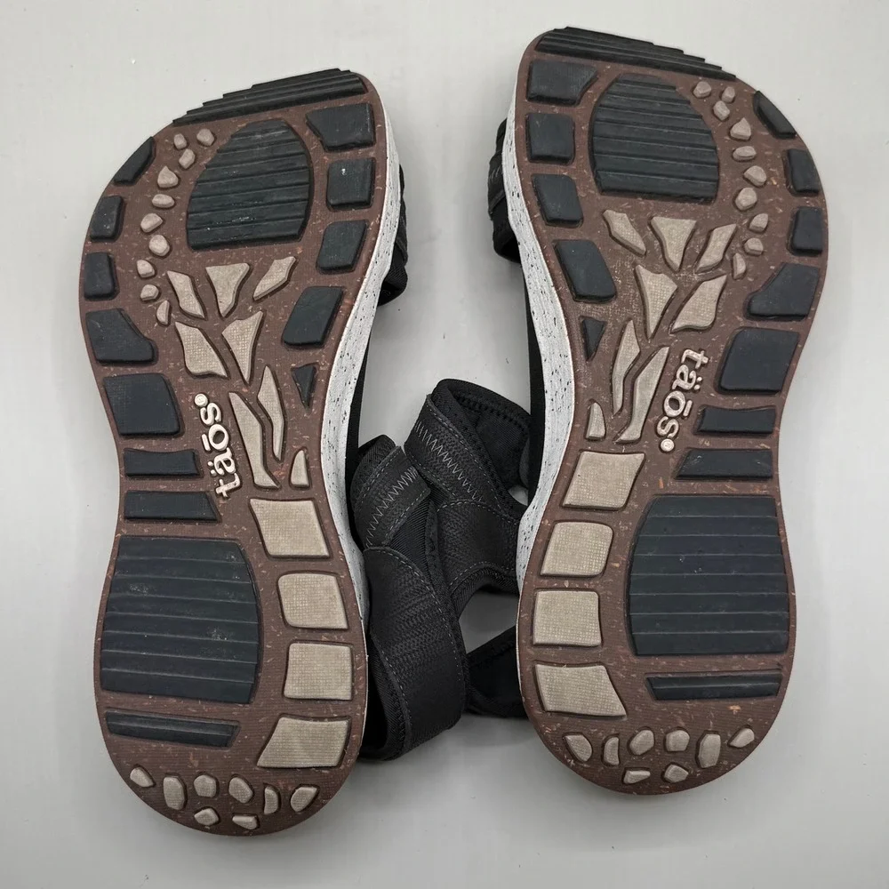 Taos Platform Sandals Womens 9.5 Adjustable Strappy Speckled Black